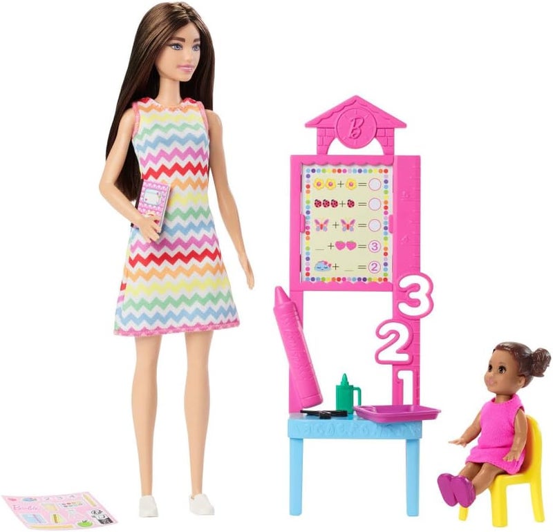 Barbie ​Barbie Teacher Doll with Brunette Fashion with Printed Dress, 1 Toddler, & Teaching Accessories - Image 1